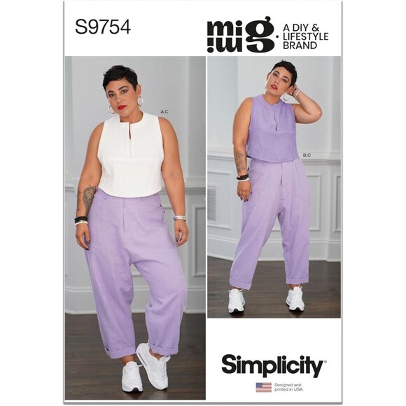 Sewing Pattern Simplicity S9754 Shirt Top Cargo Pants mimi g Misses Size 16-26 - Picture 1 of 9